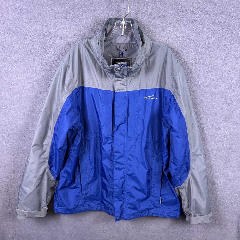 Eddie Bauer WeatherEdge Mens L Waterproof Hooded Full Zip Jacket‎ Blue
